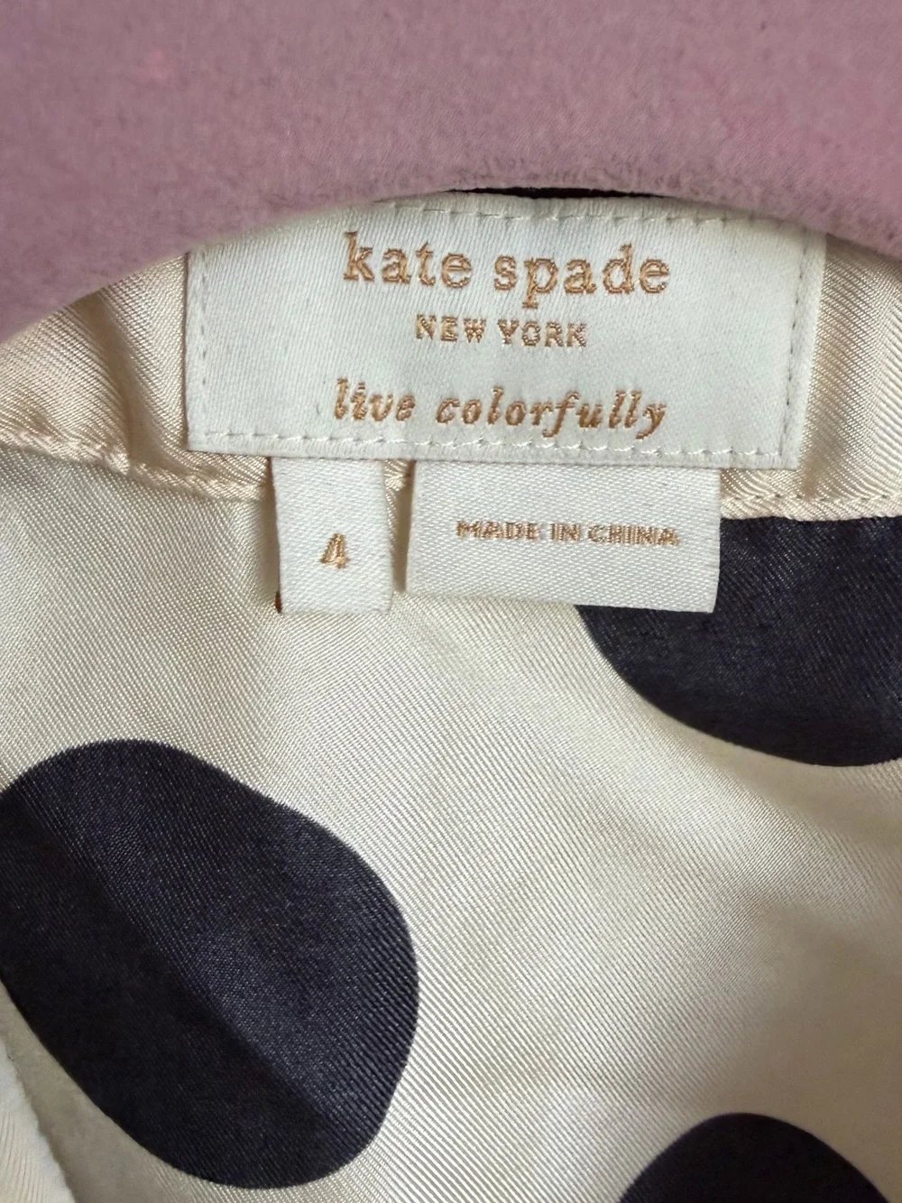 Kate Spade New York 100% Silk Polka Dot Tie-Neck Blouse Size 4